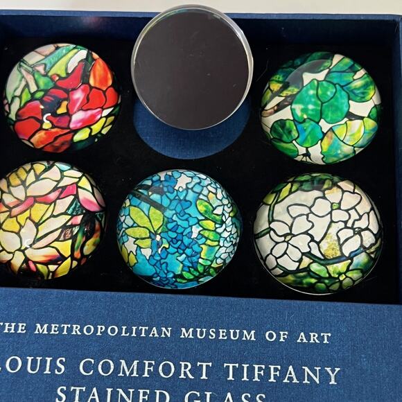 Set Of 6 Louis Comfort Tiffany Stained Glass Magnets Metropolitan Museum Of Art - Picture 5 of 6